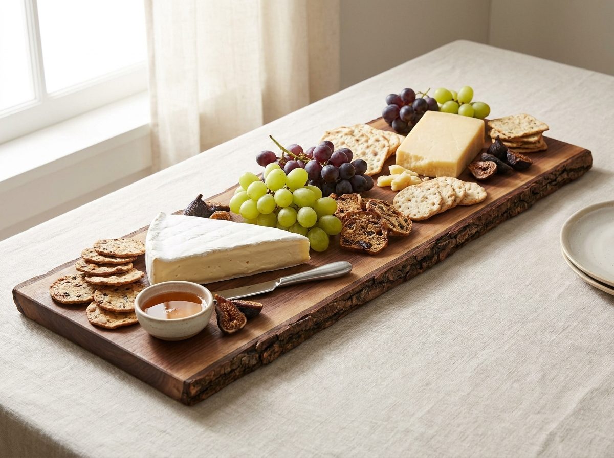 Live-edge walnut charcuterie